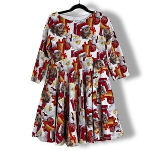 Elijah & Olivia Christmas Kitty Cat Twirl Skater Dress Boutique Girl’s size 10